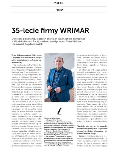 wrimar, wywiad, 35 lat, jubileusz, firma kamieniarska